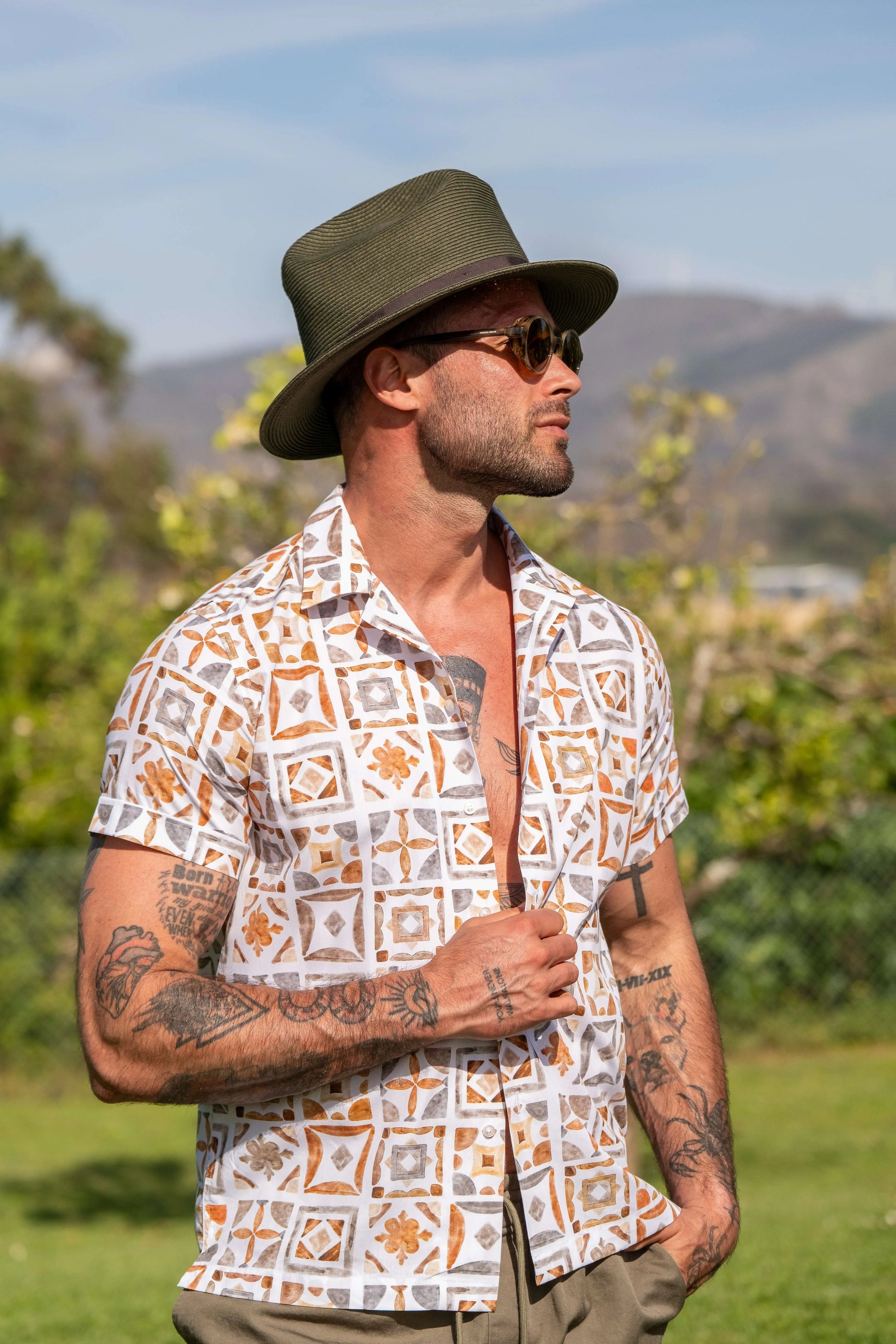 Camisa havaiana Baccus - Bege