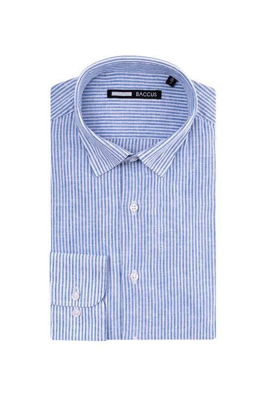 Camisa com risca de homem - Azul