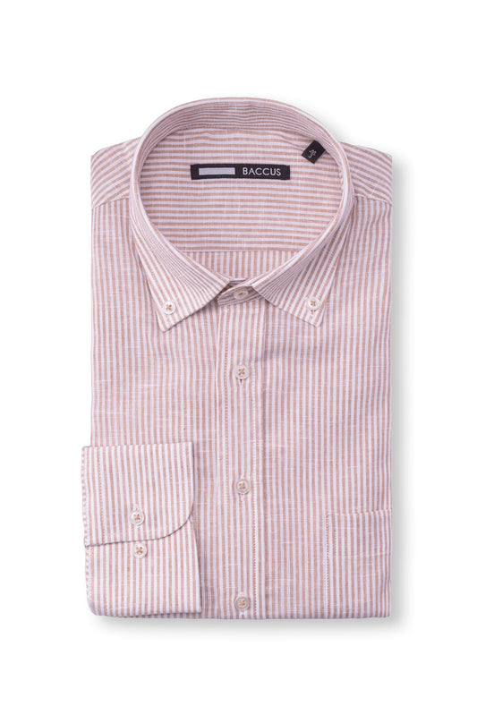 Camisa com risca de homem - Bege