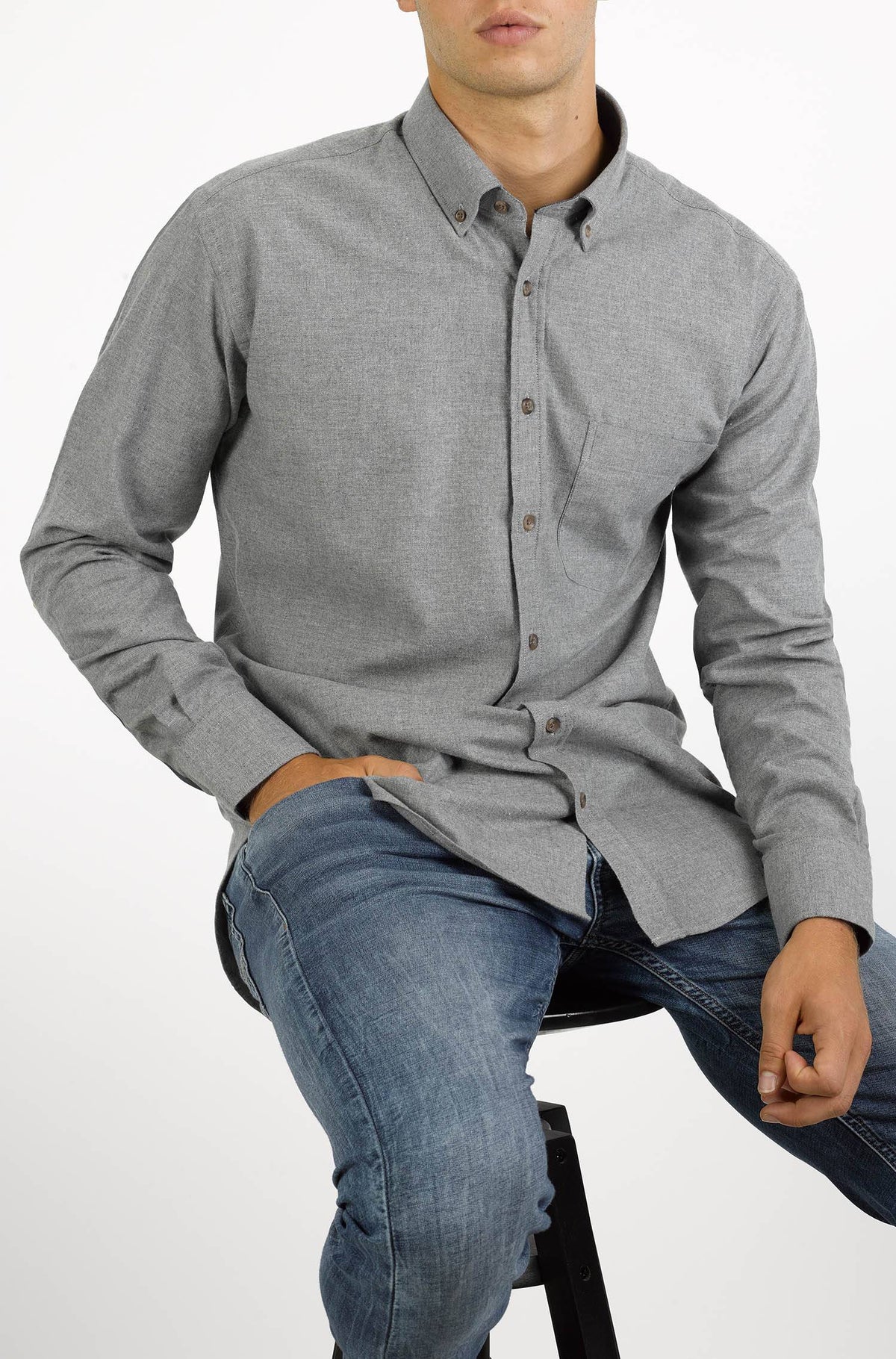Camisa lisa para homem - Cinza