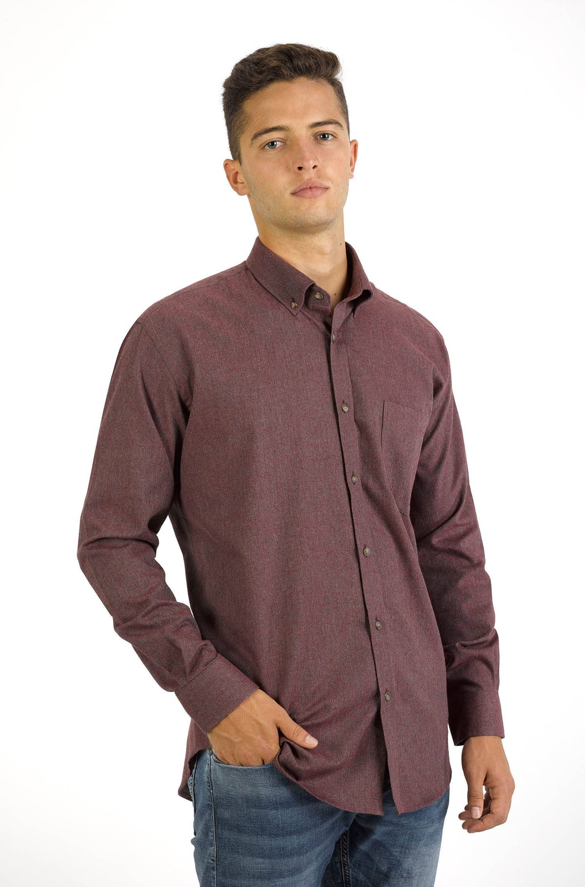 Camisa lisa para homem - Bordeaux