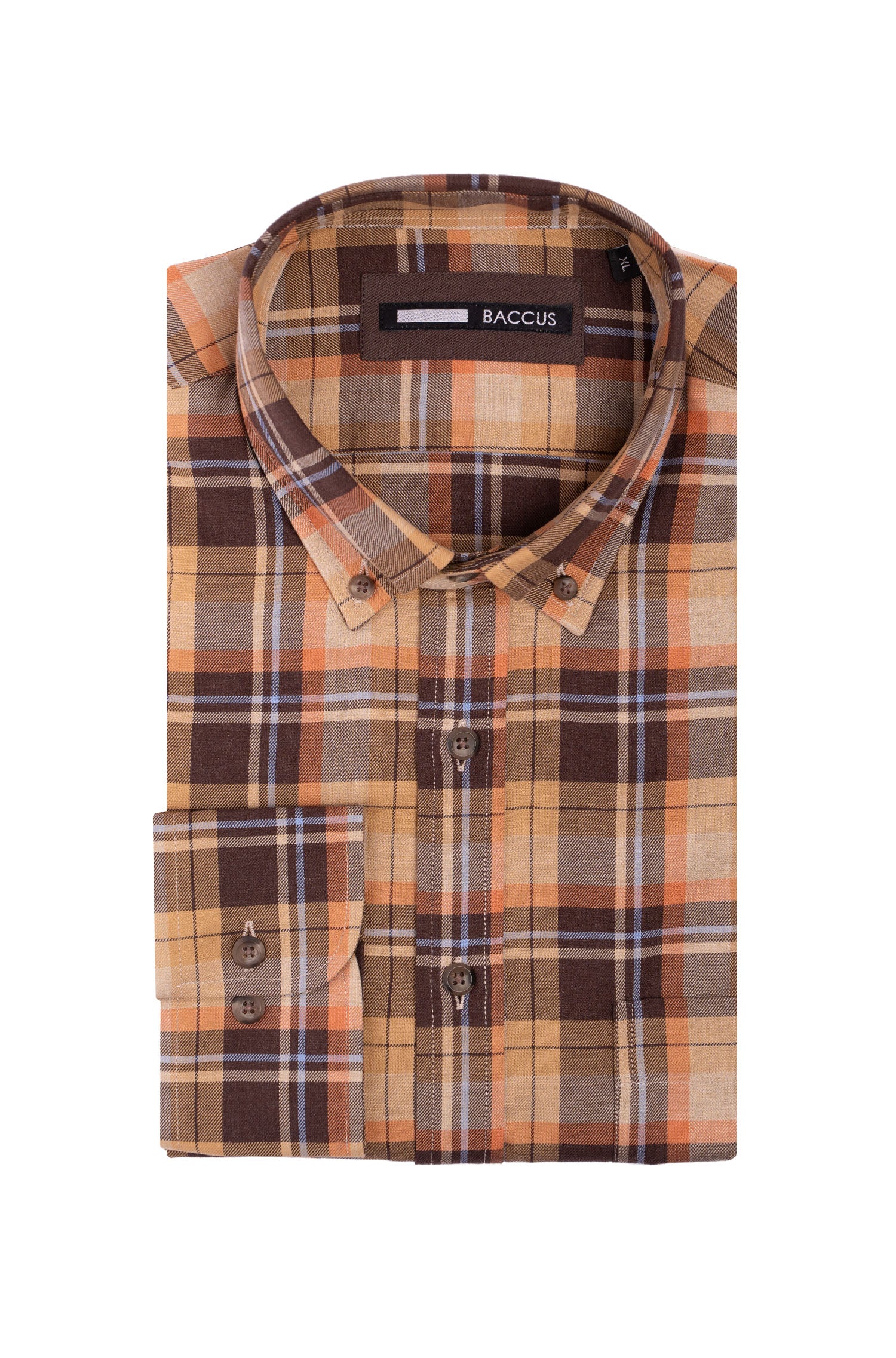 Camisa com xadrez  - Laranja