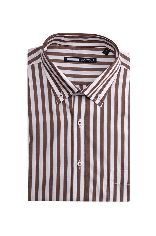 Camisa de homem com risca - Bege