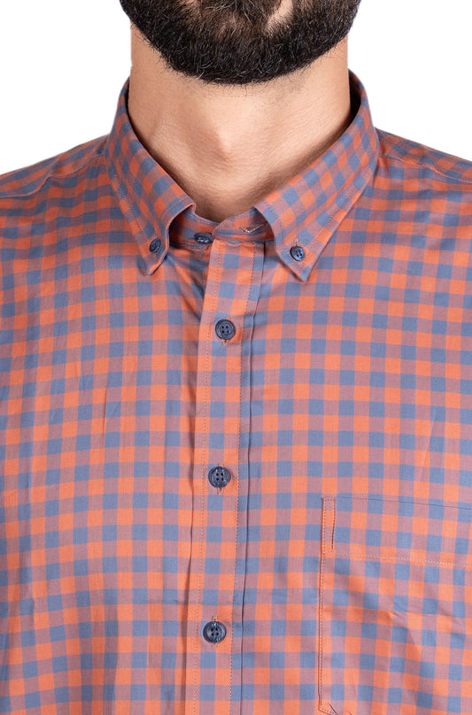 Camisa xadrez Baccus - Laranja