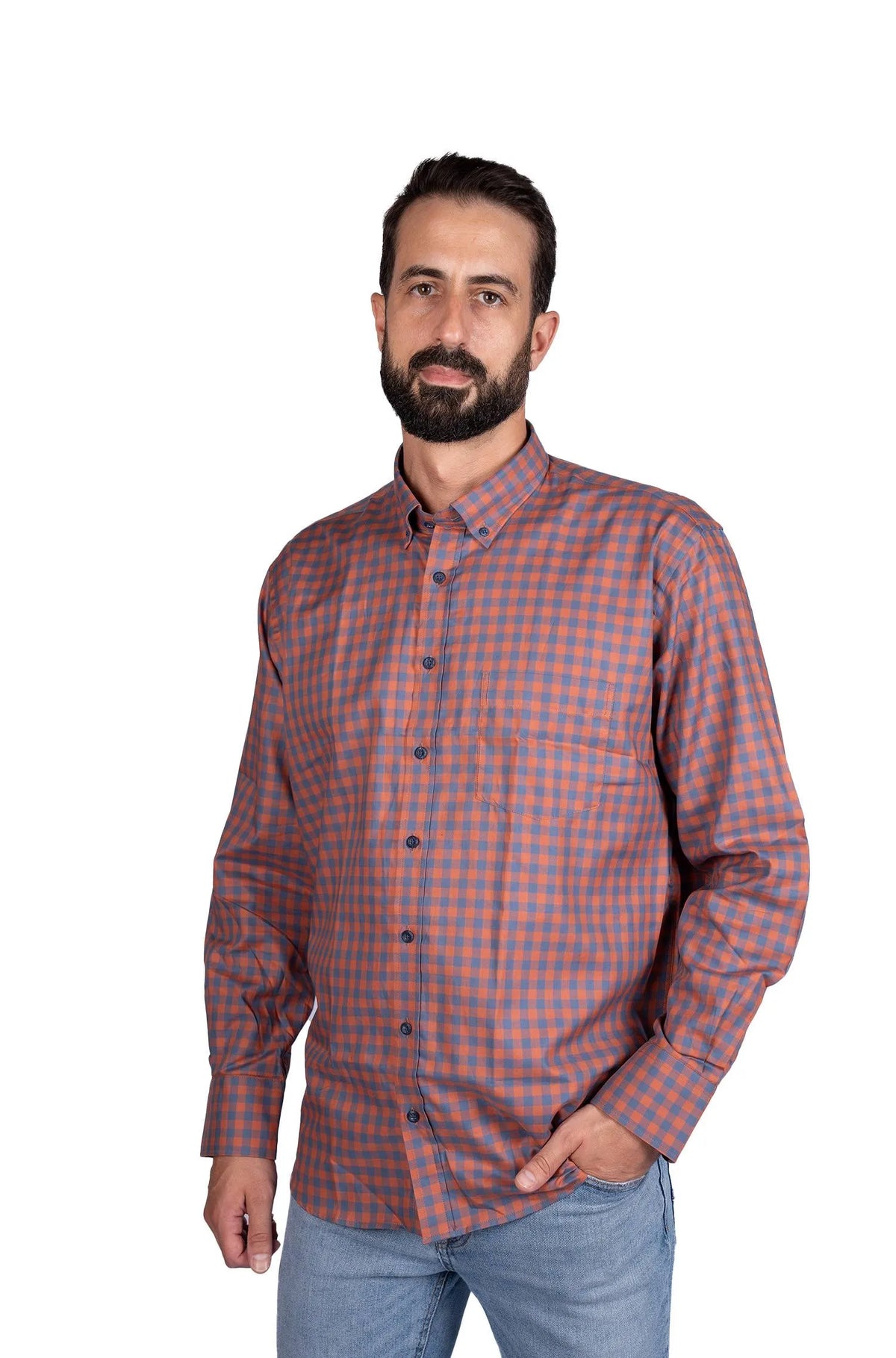 Camisa xadrez Baccus - Laranja