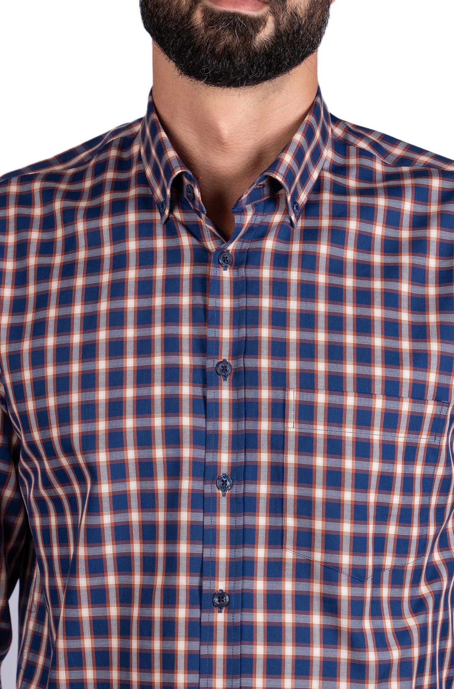 Camisa padrão xadrez - Marinho