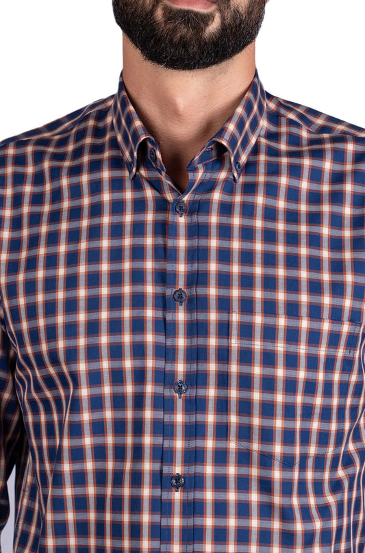 Camisa padrão xadrez - Marinho