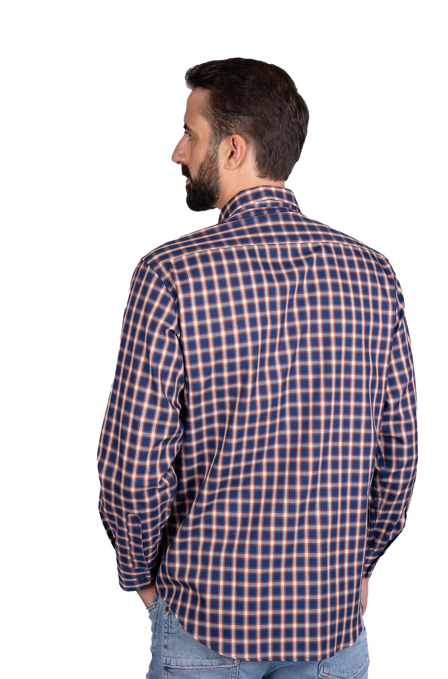 Camisa padrão xadrez - Marinho