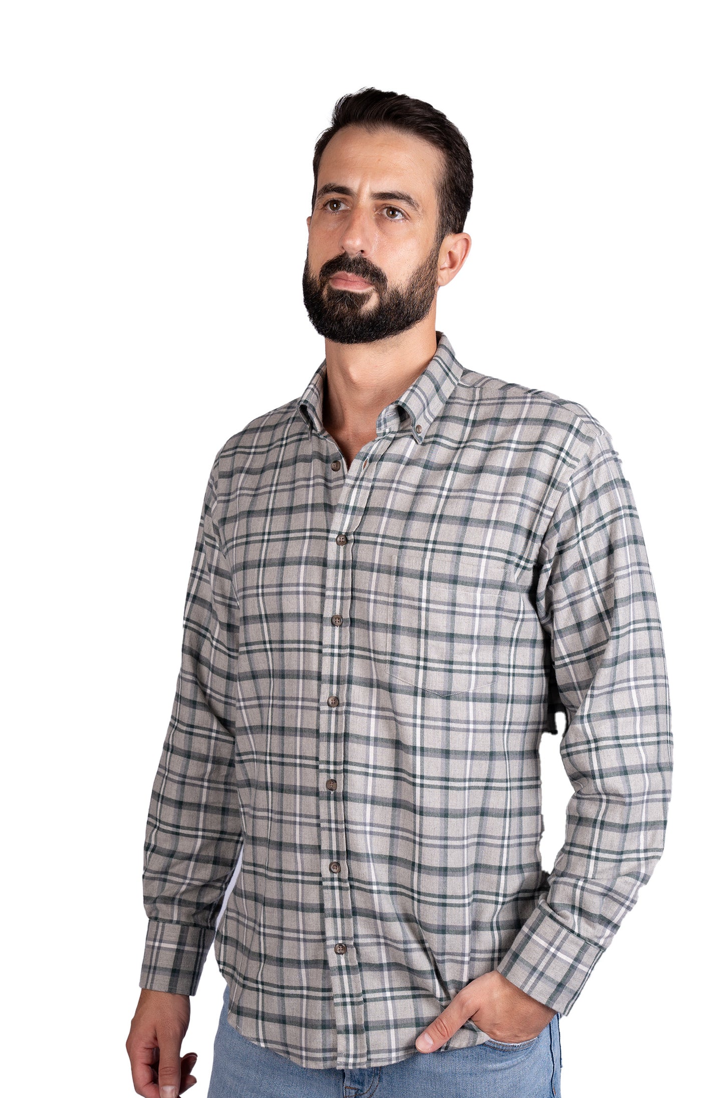 Camisa homem com xadrez  - Verde