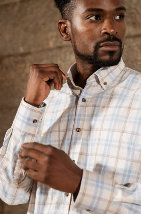 Camisa xadrez masculina - Bege