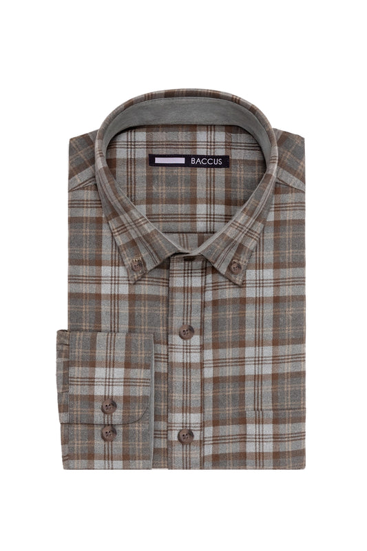 Camisa xadrez masculina - Castanho