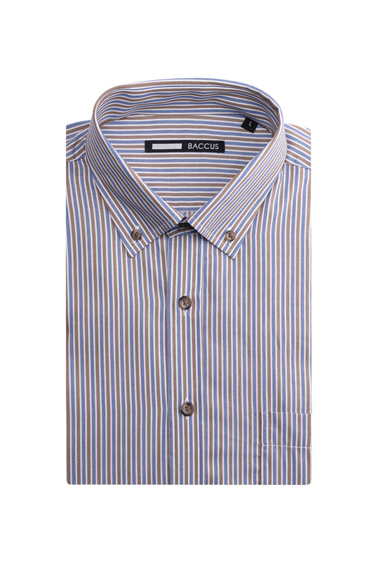 Camisa de homem com risca - Bege