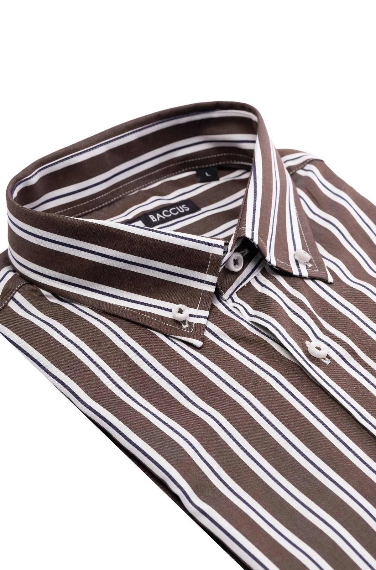 Camisa de homem com risca - Castanho