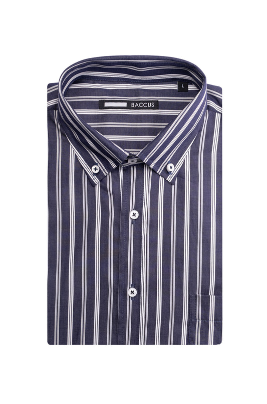 Camisa de homem com risca - Marinho