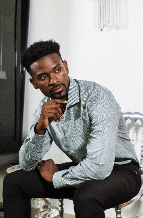 Camisa de homem com risca - Verde
