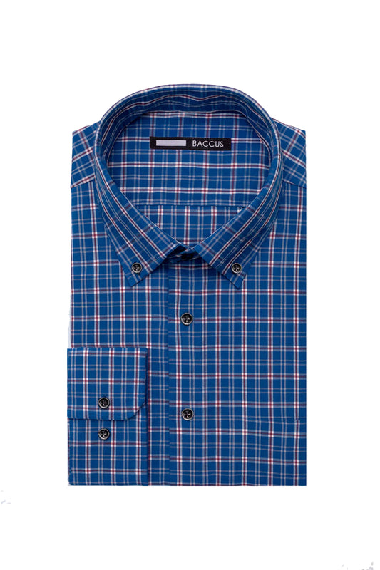 Men's Plaid Shirt - Navy Blue